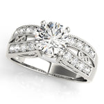 Round Lab Diamond Vintage Engagement Ring in 14K gold and platinum