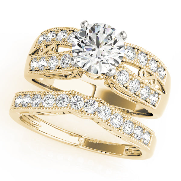 Round Lab Diamond Vintage Engagement Ring — Picasso Gold & Diamond