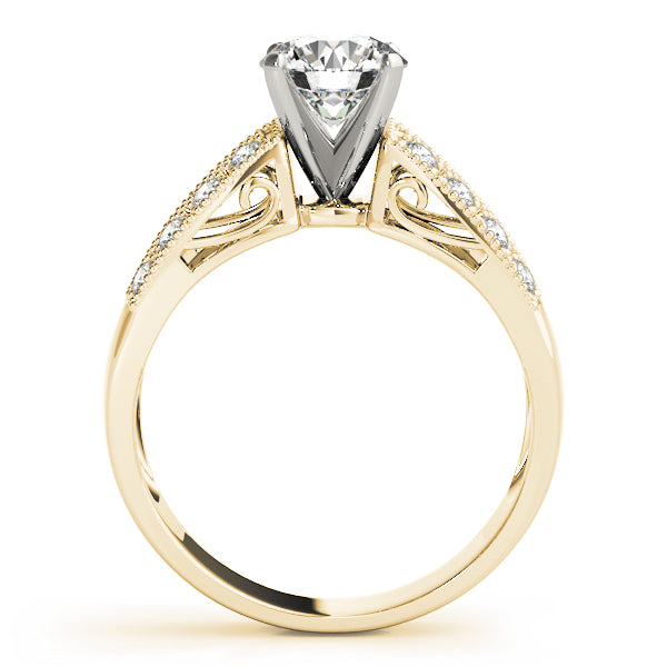 Round Lab Diamond Vintage Engagement Ring — Picasso Gold & Diamond