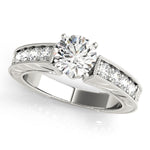 Round Lab Grown Diamond Vintage Milgrain Ring in 14K gold and platinum