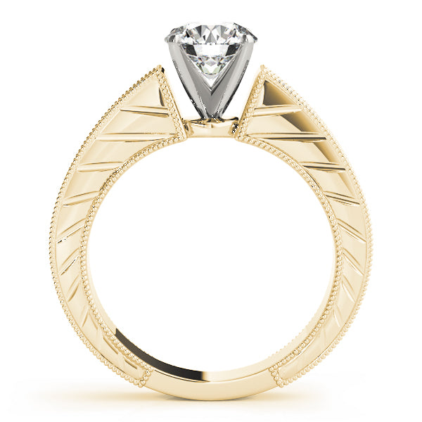 Round Lab Grown Diamond Vintage Milgrain Ring — Picasso Gold & Diamond