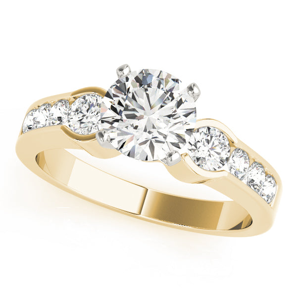 Round Lab Grown Diamond Three-Stone Engagement Ring — Picasso Gold & Diamond