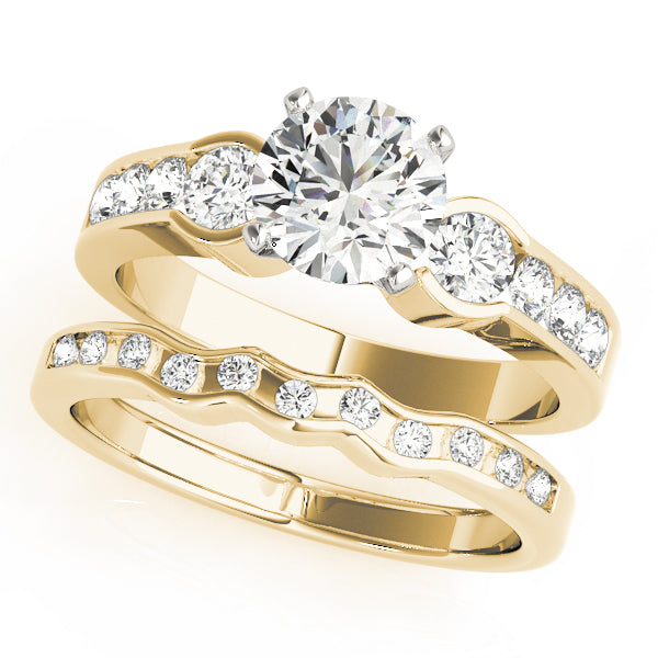 Round Lab Grown Diamond Three-Stone Engagement Ring — Picasso Gold & Diamond