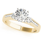 Round Lab Diamond Three-Stone Ring with Pavé — Picasso Gold & Diamond
