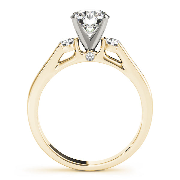 Round Lab Diamond Three-Stone Ring with Pavé — Picasso Gold & Diamond