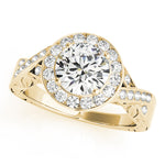 Round Lab Diamond Twisted Shank Halo Ring — Picasso Gold & Diamond