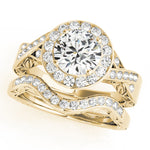 Round Lab Diamond Twisted Shank Halo Ring — Picasso Gold & Diamond