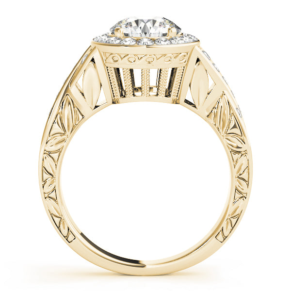 Round Lab Diamond Twisted Shank Halo Ring — Picasso Gold & Diamond