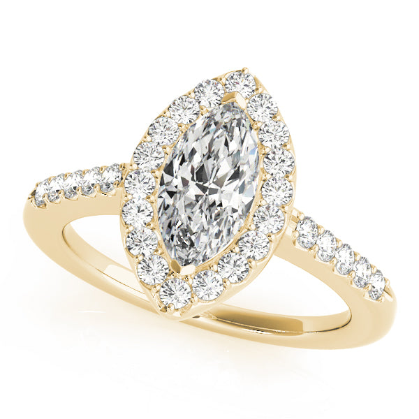 Marquise Lab Grown Diamond Halo Engagement Ring — Picasso Gold & Diamond