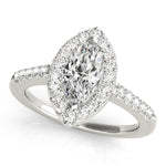 Marquise Lab Grown Diamond Halo Engagement Ring in 14K gold and platinum