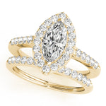 Marquise Lab Grown Diamond Halo Engagement Ring — Picasso Gold & Diamond