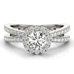 3/4 ct Round Lab Grown Diamond Halo Engagement Ring Setting in 14K White Gold