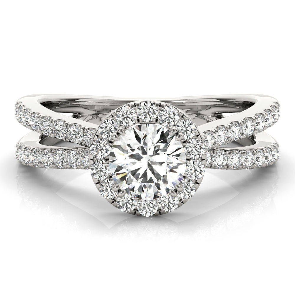 3/4 ct Round Lab Grown Diamond Halo Engagement Ring Setting in 14K White Gold