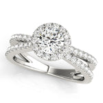 3/4 ct Round Lab Grown Diamond Halo Engagement Ring Setting in 14K White Gold