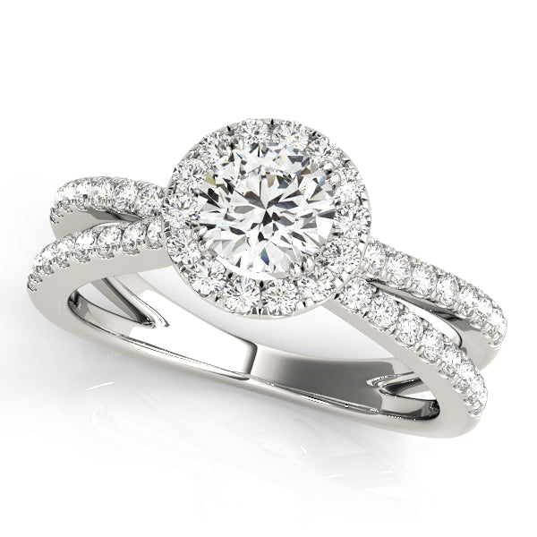 3/4 ct Round Lab Grown Diamond Halo Engagement Ring Setting in 14K White Gold