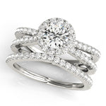 3/4 ct Round Lab Grown Diamond Halo Engagement Ring Setting in 14K White Gold