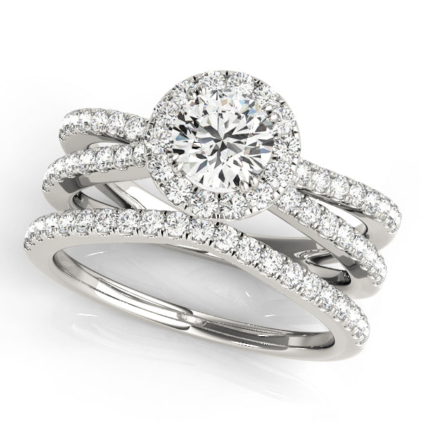 3/4 ct Round Lab Grown Diamond Halo Engagement Ring Setting in 14K White Gold