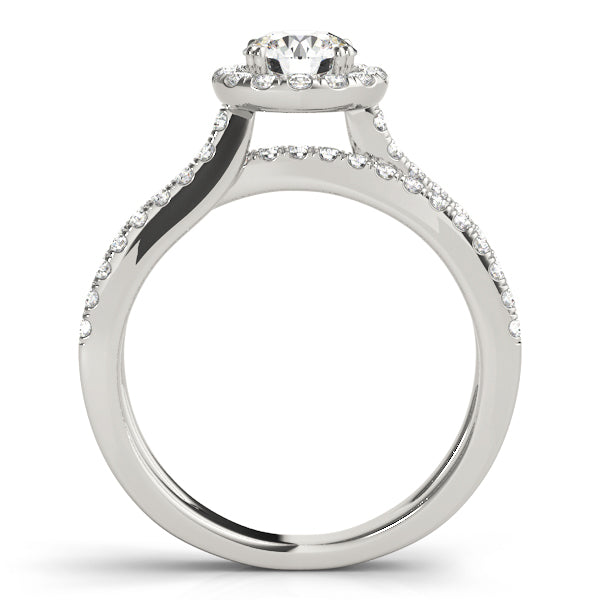 3/4 ct Round Lab Grown Diamond Halo Engagement Ring Setting in 14K White Gold