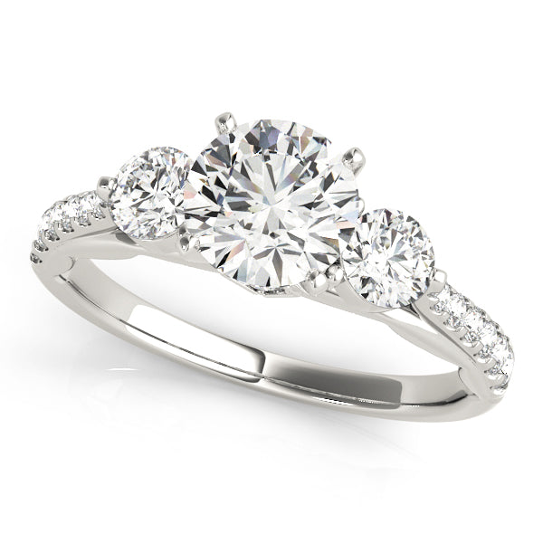 5/8 ct tw Lab Grown Diamond Three-Stone Engagement Ring Setting in 14K White Gold