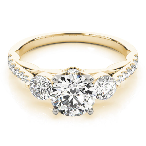 5/8 ct tw Lab Grown Diamond Three-Stone Engagement Ring Setting in 14K Yellow Gold