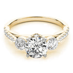 5/8 ct tw Lab Grown Diamond Three-Stone Engagement Ring Setting in 14K Yellow Gold