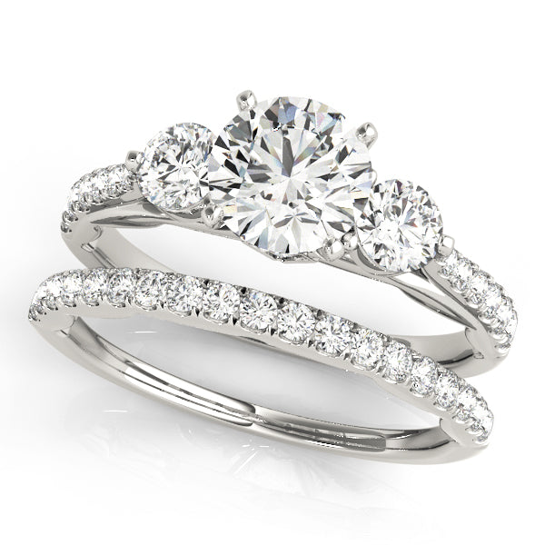 5/8 ct tw Lab Grown Diamond Three-Stone Engagement Ring Setting in 14K White Gold