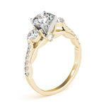 5/8 ct tw Lab Grown Diamond Three-Stone Engagement Ring Setting in 14K Yellow Gold