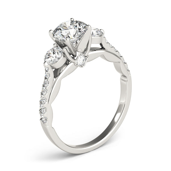 5/8 ct tw Lab Grown Diamond Three-Stone Engagement Ring Setting in 14K White Gold