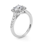 1 1/2 ct Round Lab Grown Diamond Halo Engagement Ring Setting in 14K White Gold