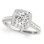 1 1/2 ct Round Lab Grown Diamond Halo Engagement Ring Setting in 14K White Gold