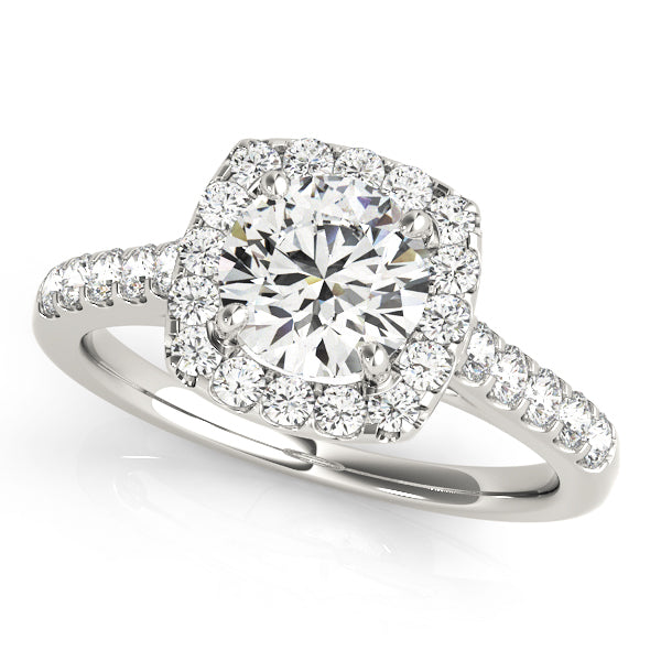 1 1/2 ct Round Lab Grown Diamond Halo Engagement Ring Setting in 14K White Gold