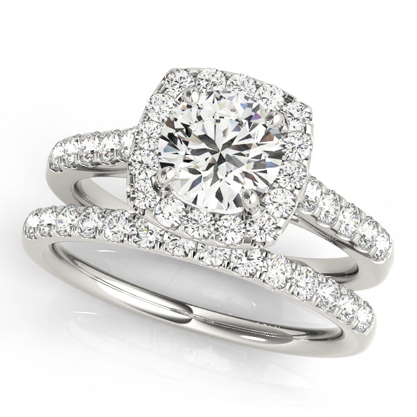 1 1/2 ct Round Lab Grown Diamond Halo Engagement Ring Setting in 14K White Gold