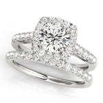 1 1/2 ct Round Lab Grown Diamond Halo Engagement Ring Setting in 14K White Gold