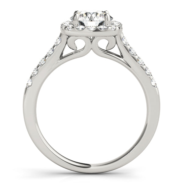 1 1/2 ct Round Lab Grown Diamond Halo Engagement Ring Setting in 14K White Gold