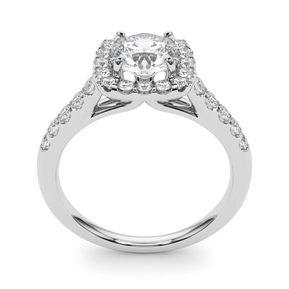 1 1/2 ct Round Lab Grown Diamond Halo Engagement Ring Setting in 14K White Gold