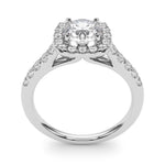 1 1/2 ct Round Lab Grown Diamond Halo Engagement Ring Setting in 14K White Gold