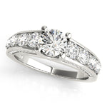 Round Lab Diamond Trellis Engagement Ring in 14K gold and platinum