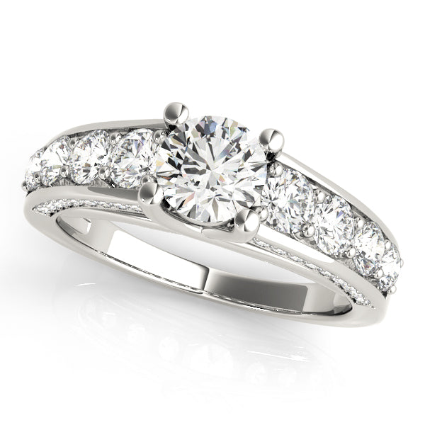 Round Lab Diamond Trellis Engagement Ring in 14K gold and platinum