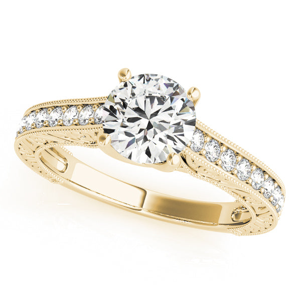 Round Trellis Lab Grown Diamond Engagement Ring - VS1 D/E/F | 14K & 18K Gold | 14K White Gold | Round Lab Diamond | Picasso Gold & Diamond Chicago