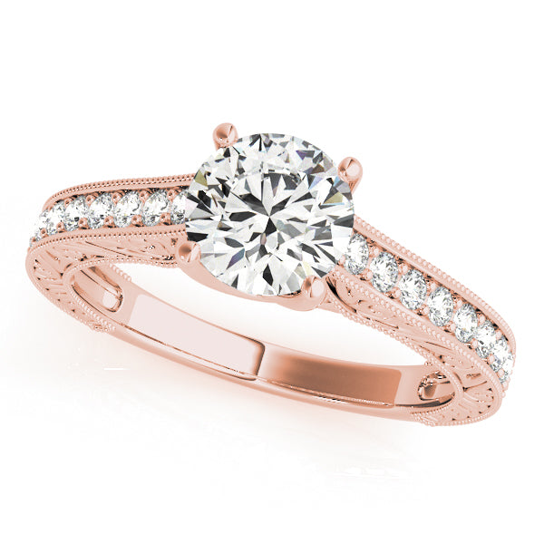 Round Trellis Lab Grown Diamond Engagement Ring - VS1 D/E/F | 14K & 18K Gold | 14K White Gold | Round Lab Diamond | Picasso Gold & Diamond Chicago