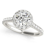1 1/2 ct Round Lab Grown Diamond Halo Engagement Ring Setting in 14K White Gold