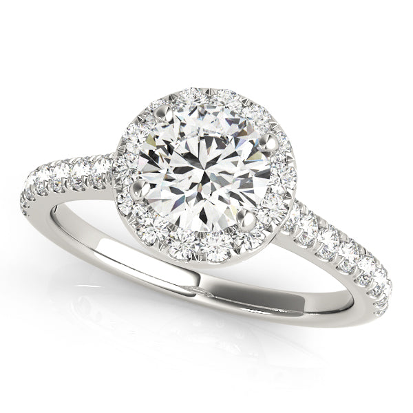 1 1/2 ct Round Lab Grown Diamond Halo Engagement Ring Setting in 14K White Gold