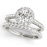 1 1/2 ct Round Lab Grown Diamond Halo Engagement Ring Setting in 14K White Gold