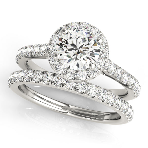 1 1/2 ct Round Lab Grown Diamond Halo Engagement Ring Setting in 14K White Gold
