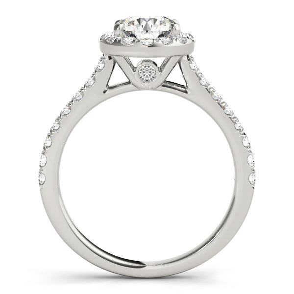 1 1/2 ct Round Lab Grown Diamond Halo Engagement Ring Setting in 14K White Gold