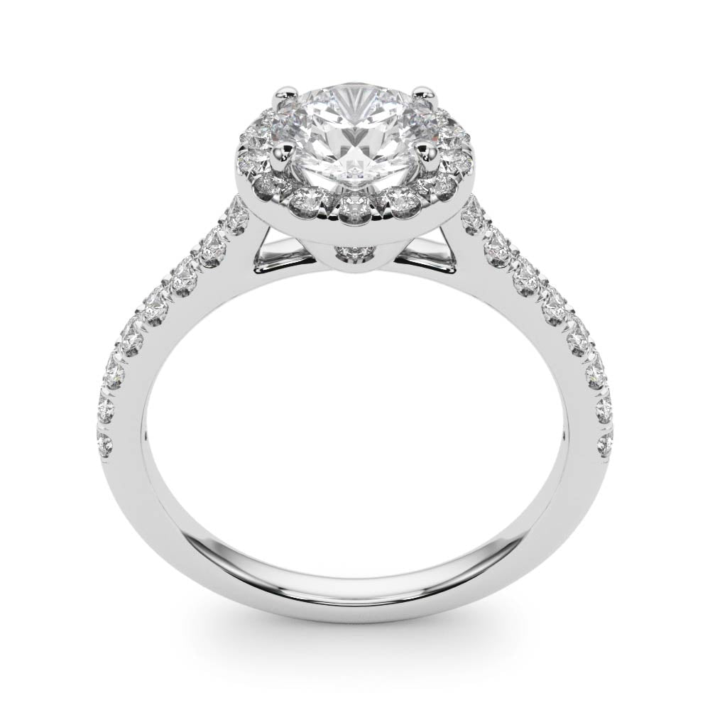 1 1/2 ct Round Lab Grown Diamond Halo Engagement Ring Setting in 14K White Gold