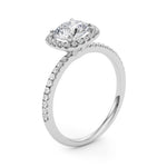 1 ct Round Lab Grown Diamond Halo Engagement Ring Setting in 14K White Gold