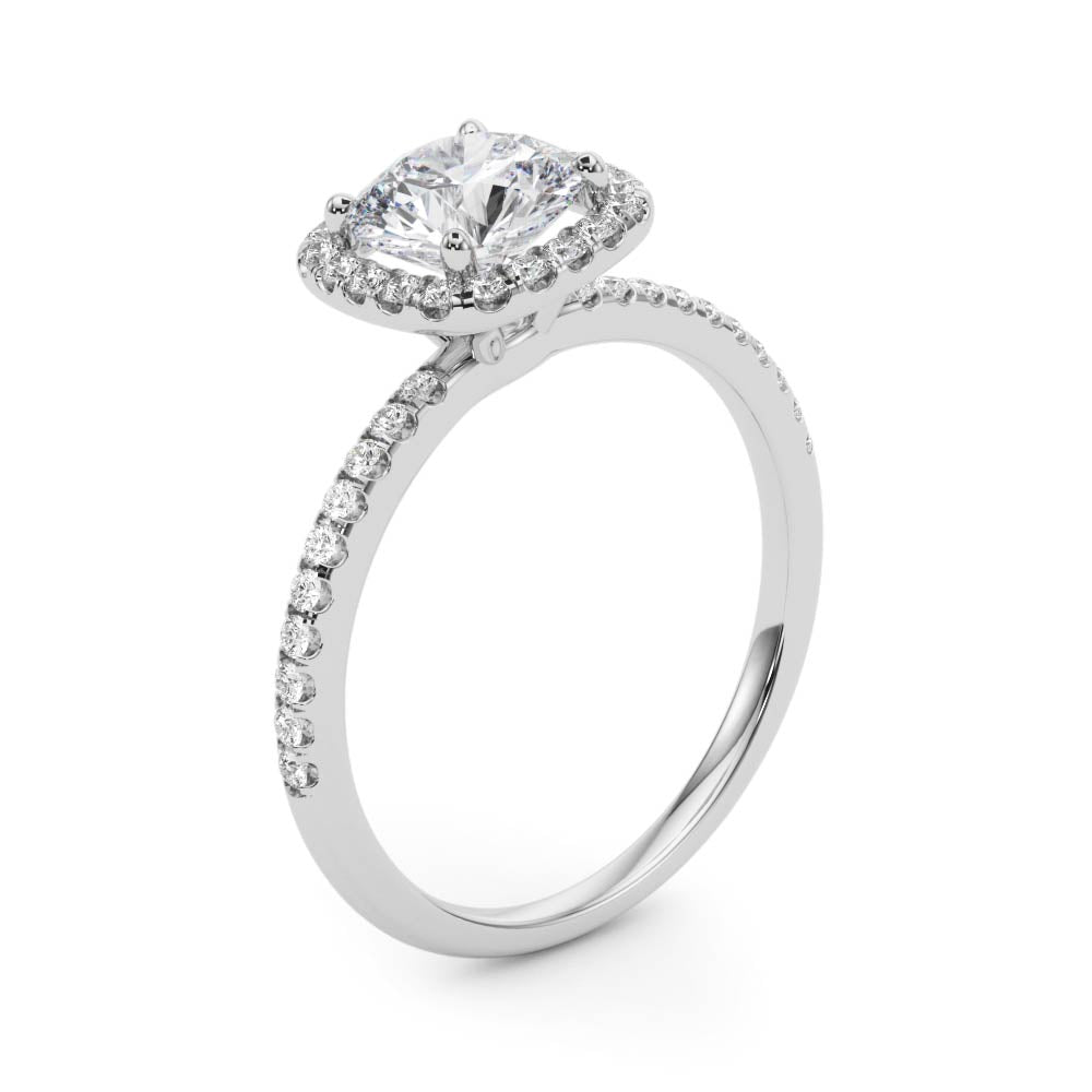 1 ct Round Lab Grown Diamond Halo Engagement Ring Setting in 14K White Gold