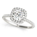 1 1/2 ct Round Lab Grown Diamond Halo Engagement Ring Setting in 14K White Gold