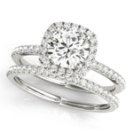 1 ct Round Lab Grown Diamond Halo Engagement Ring Setting in 14K White Gold